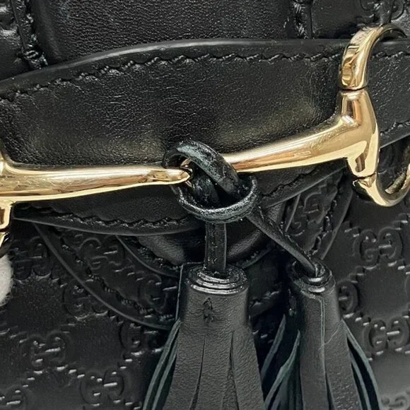 GUCCI Black Horsebit Shoulder Bag - Picture 6 of 9
